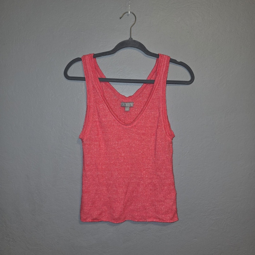 J Crew Merino Wool Linen Tank Coral Soft Luxury Old Money Coastal Resort Sz L